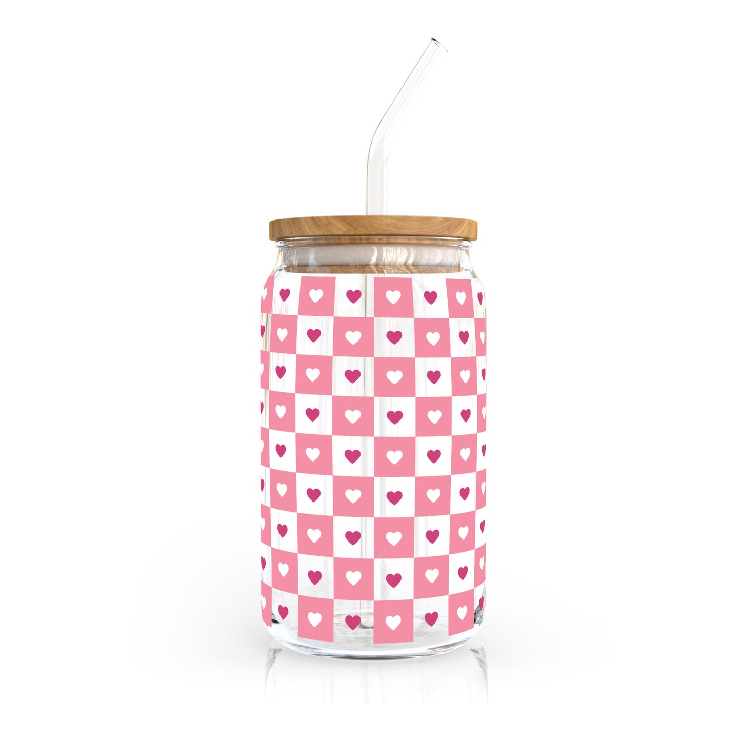 16oz Libbey Can Cup Wrap | Checkered Heart SVG