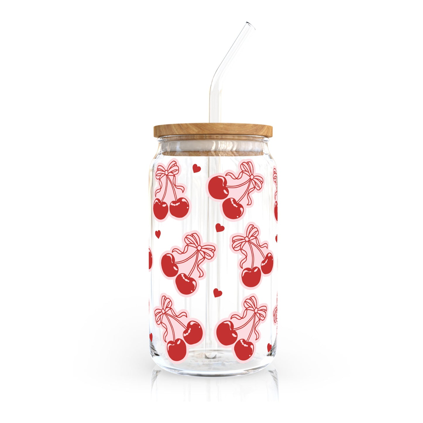 16oz Libbey Can Cup Wrap SVG | Cherry Bow SVG
