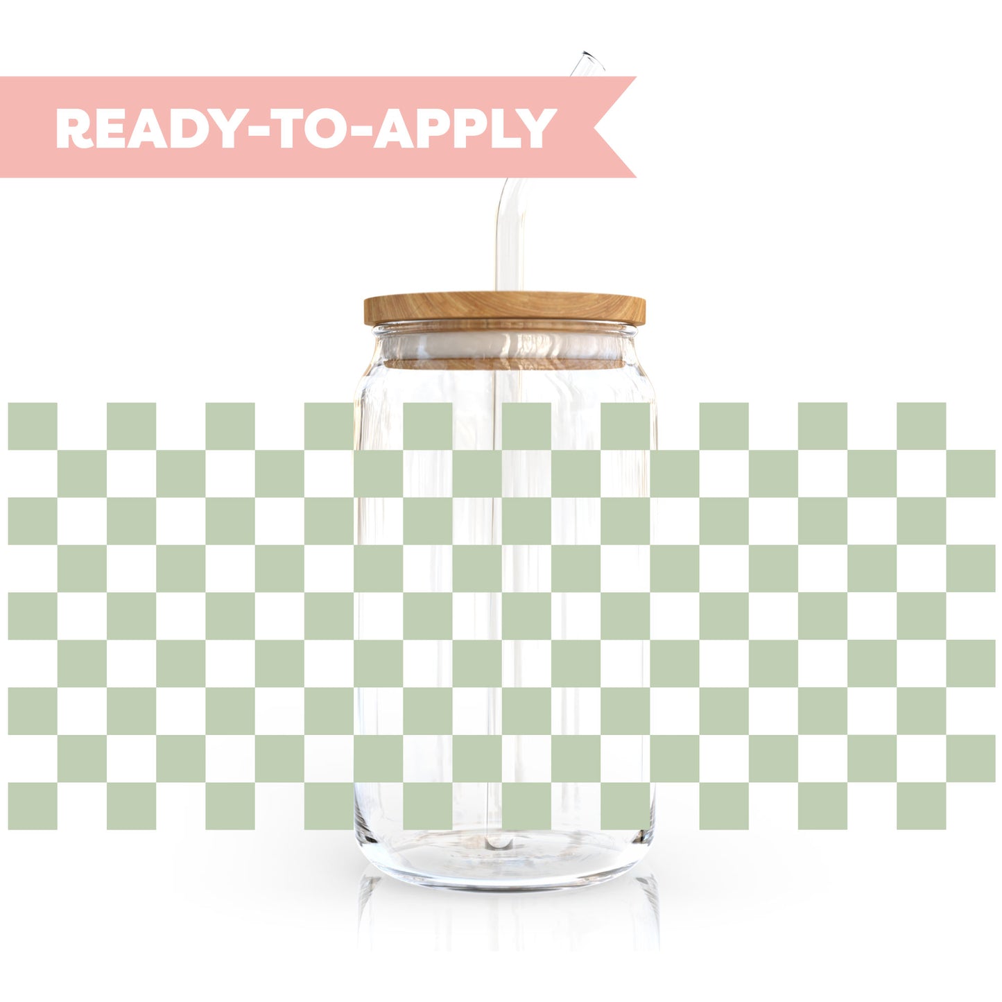 16oz Cup UV DTF Decal | Matcha Checkered