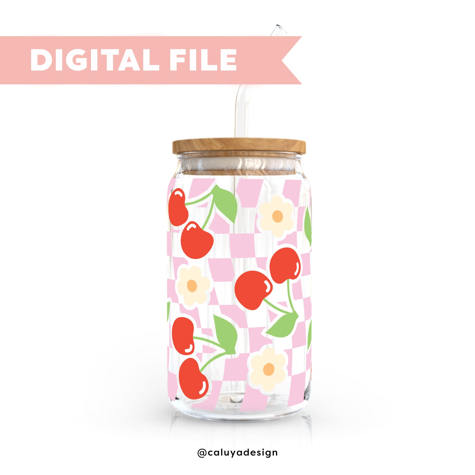 16oz Libbey Can Cup Wrap SVG | Happy Cherry SVG