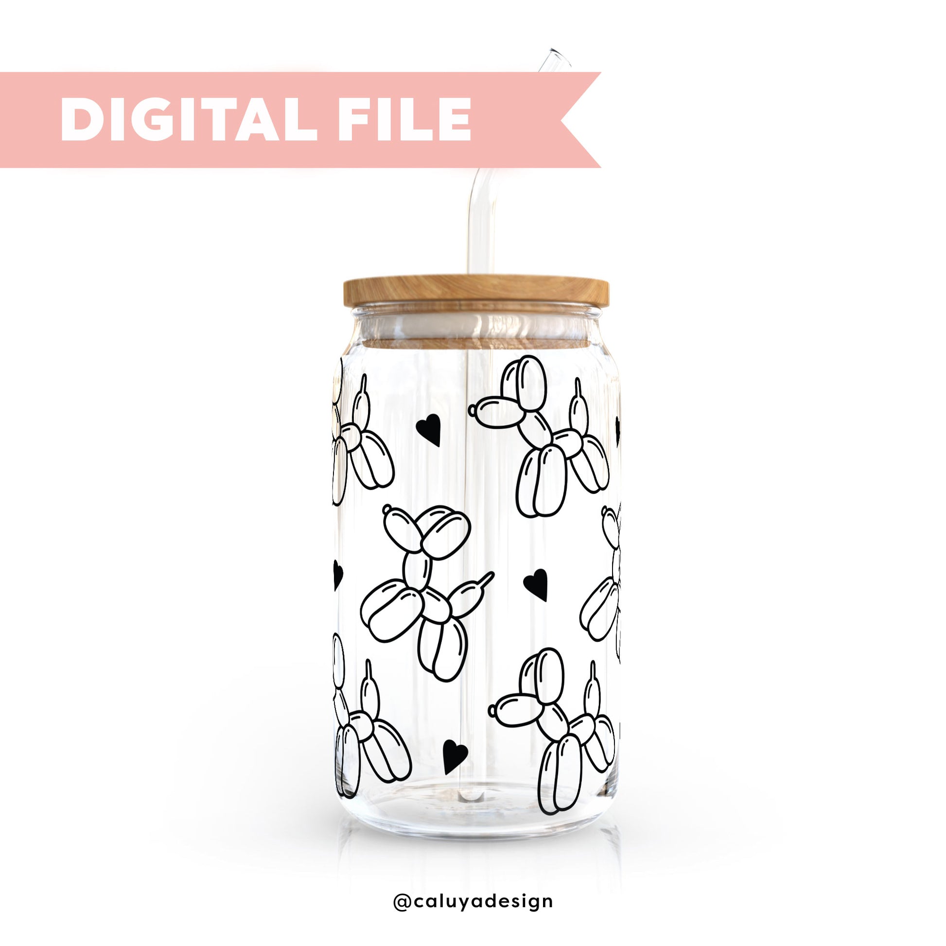 16oz Libbey Can Cup Wrap SVG | Dog Balloon SVG