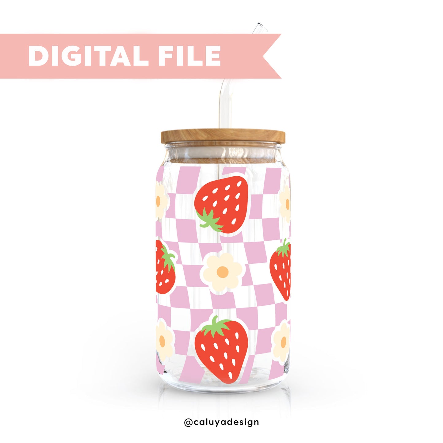 16oz Libbey Can Cup Wrap SVG | Happy Strawberry