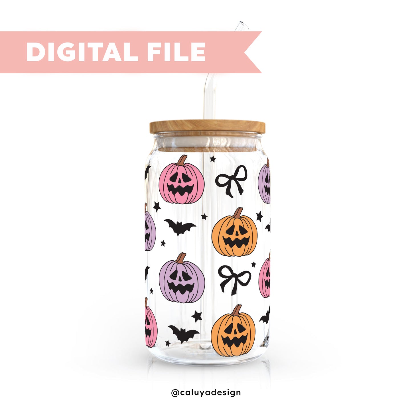 16oz Libbey Can Wrap SVG | Spooky Pumpkin SVG