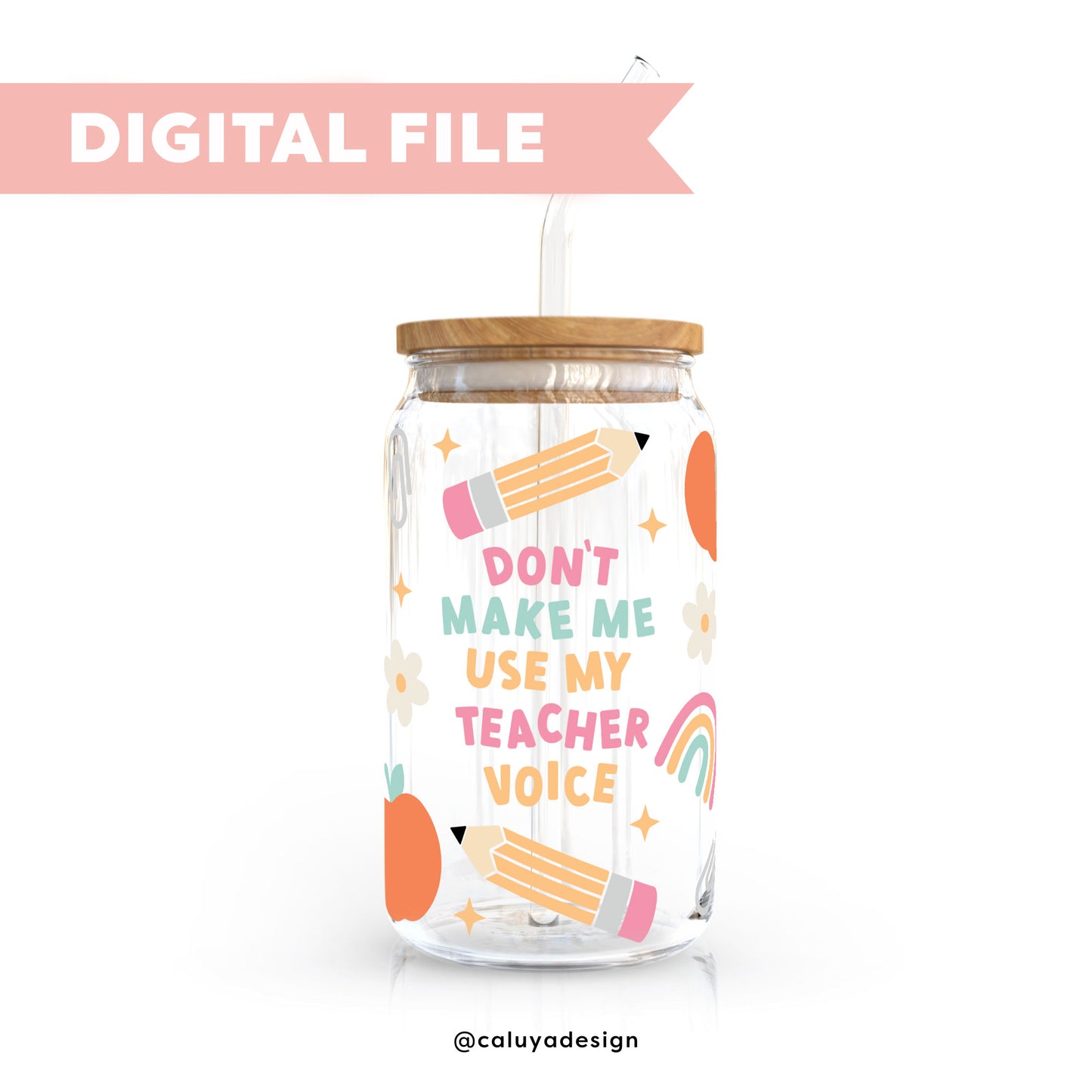 16oz Libbey Can Cup Wrap SVG | Teacher Voice SVG