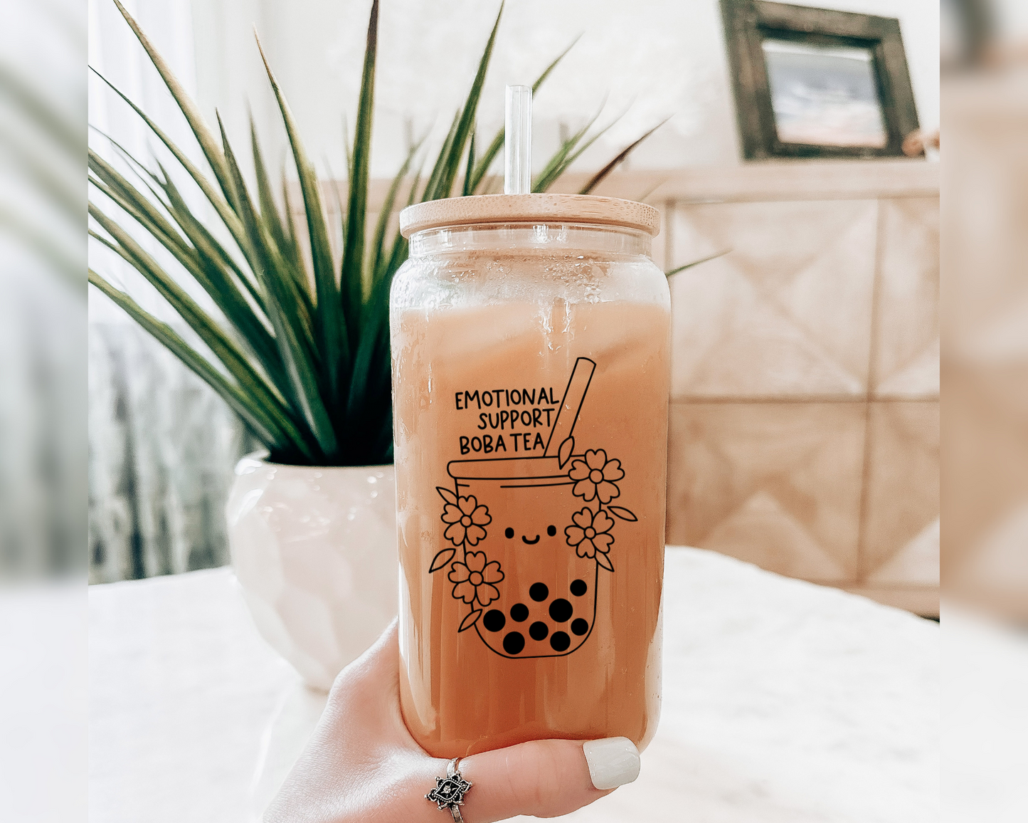 FREE Boba Tea SVG | Emotional Support Outline SVG