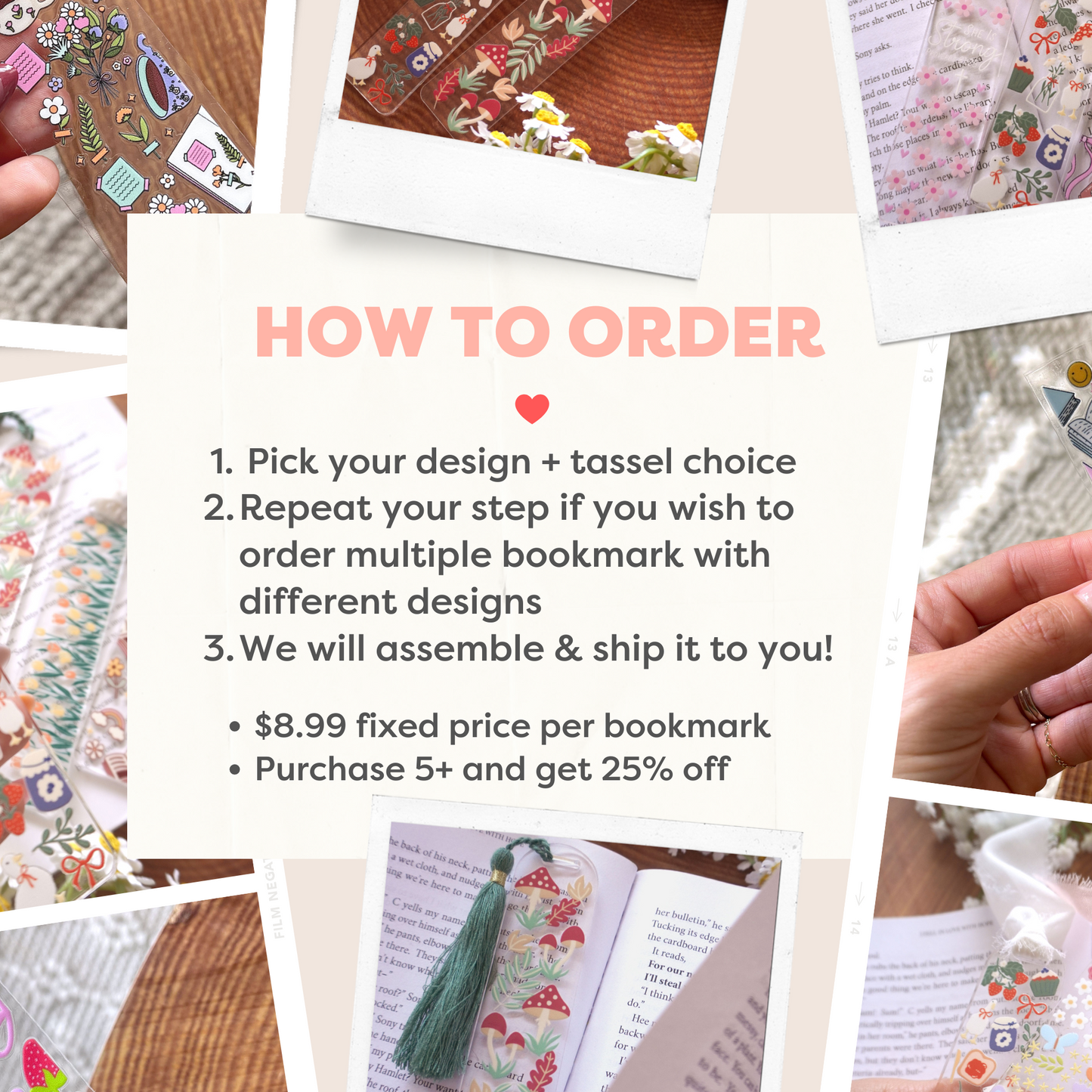 Decorated Bookmark Order (We will make it for you!)
