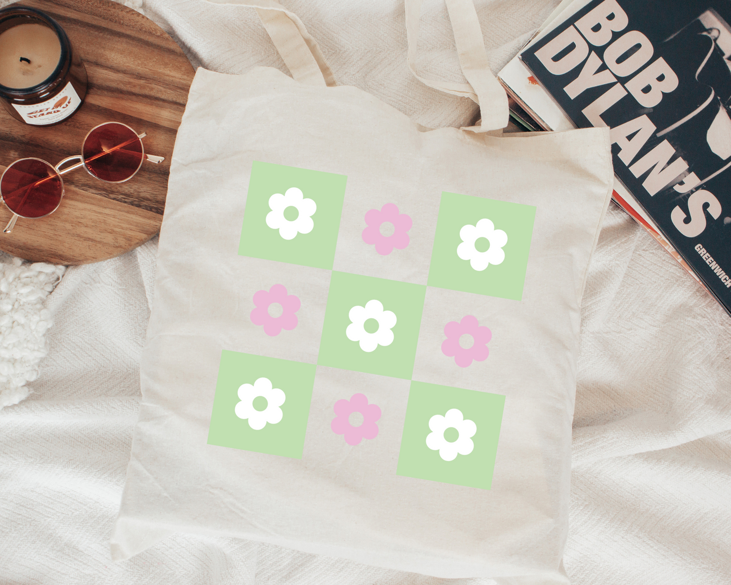 FREE Checkered Flowers SVG | Retro Spring Flower SVG