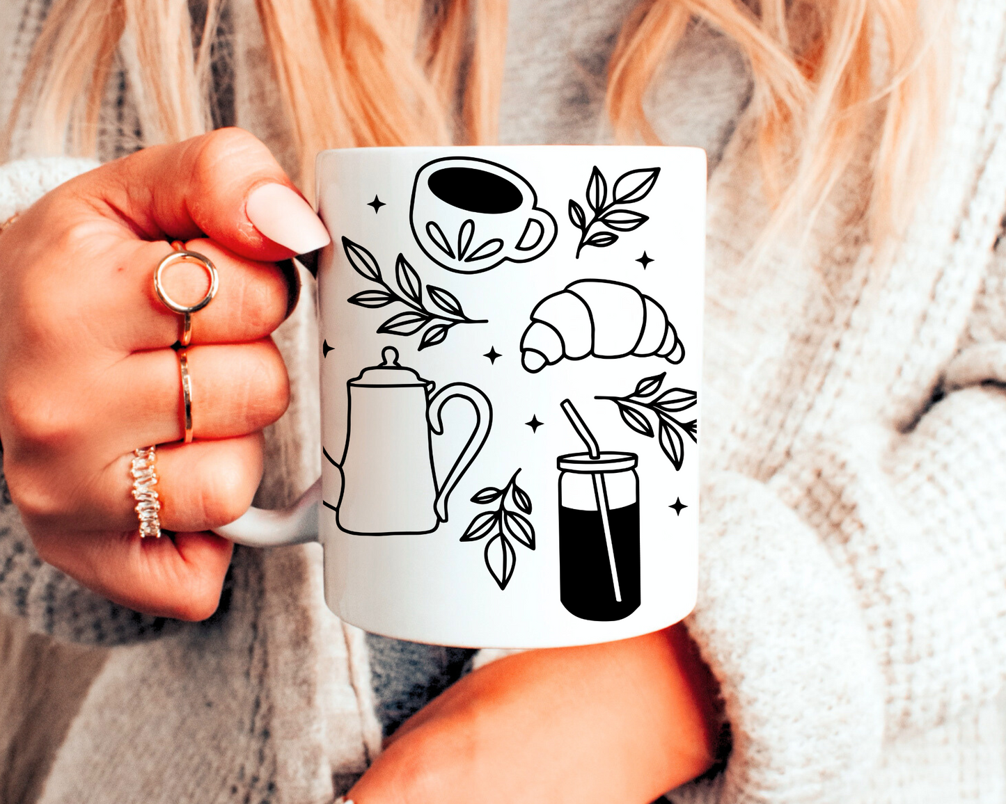 FREE Coffee Time SVG | Croissant Outline SVG