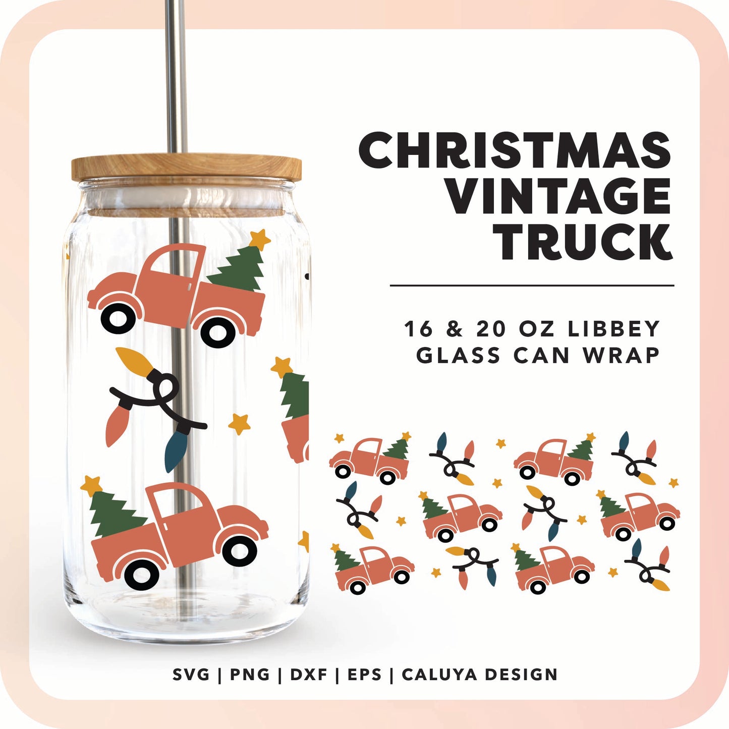 16oz Libbey Can Cup Wrap | Vintage Truck SVG Cut File for Cricut, Cameo Silhouette | Free SVG Cut File