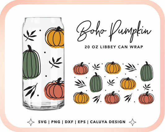 20oz Libbey Can Cup Wrap | Boho Pumpkin Cup Wrap Cut File for Cricut, Cameo Silhouette | Free SVG Cut File