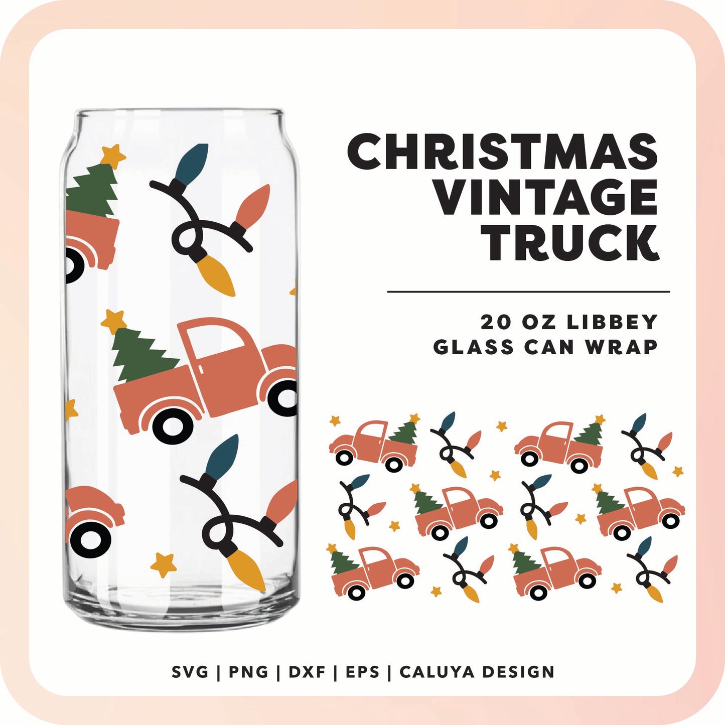 20oz Libbey Can Cup Wrap | Vintage Truck SVG