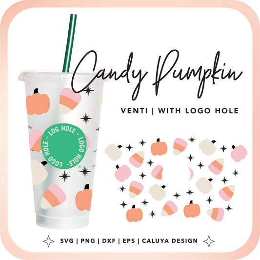 With Logo Venti Cup Wrap SVG | Pumpkin Candy Corn Cup Wrap Cut File for Cricut, Cameo Silhouette | Free SVG Cut File