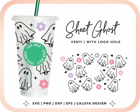 With Logo Venti Cup Wrap SVG | Sheet Ghost Cup Wrap Cut File for Cricut, Cameo Silhouette | Free SVG Cut File