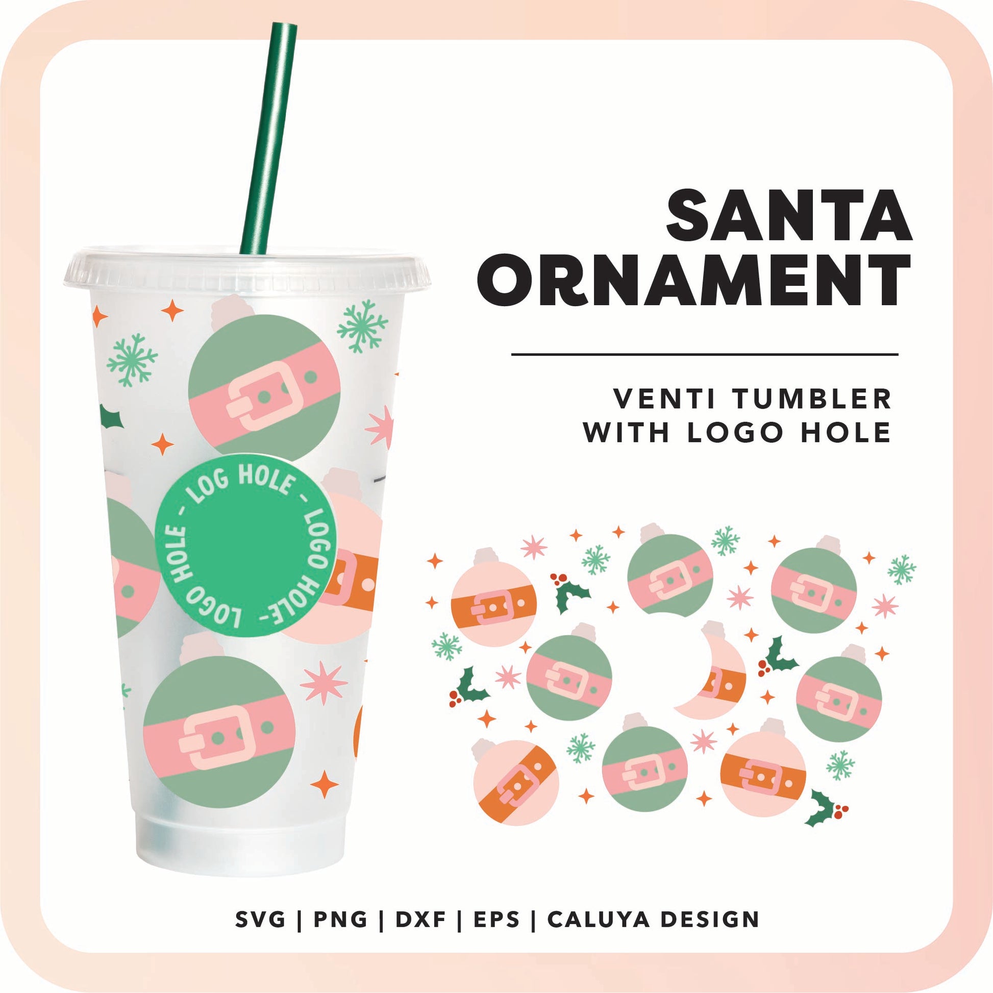With Logo Venti Cup Wrap SVG | Santa Ornament SVG Cut File for Cricut, Cameo Silhouette | Free SVG Cut File
