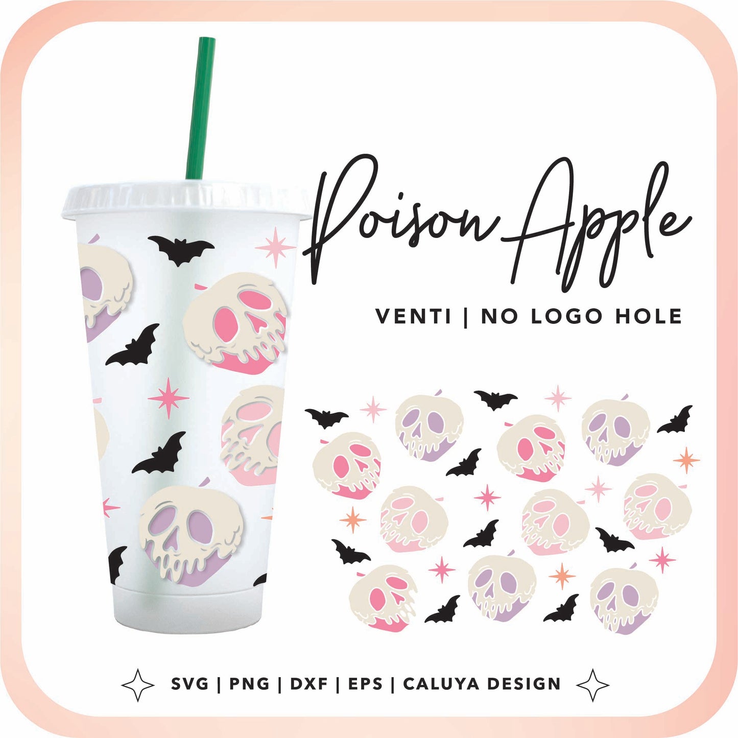 No Logo Venti Cup Wrap SVG | Poisoned Apple Cup Wrap Cut File for Cricut, Cameo Silhouette | Free SVG Cut File