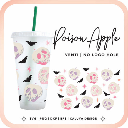 No Logo Venti Cup Wrap SVG | Poisoned Apple Cup Wrap Cut File for Cricut, Cameo Silhouette | Free SVG Cut File