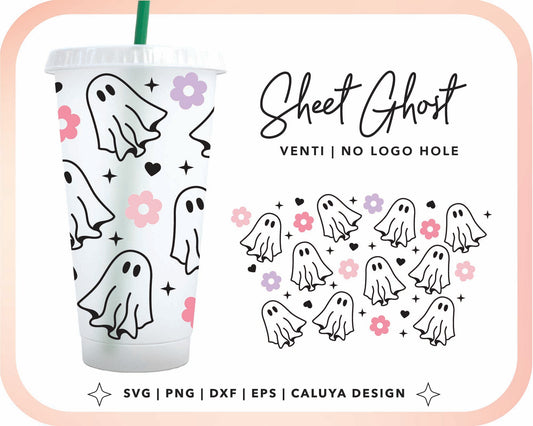 No Logo Venti Cup Wrap SVG | Sheet Ghost Cup Wrap Cut File for Cricut, Cameo Silhouette | Free SVG Cut File