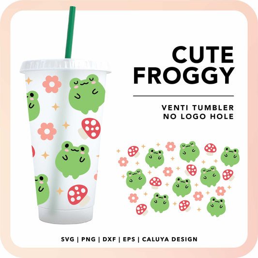 No Logo Venti Cup Wrap SVG | Kawaii Froggy Wrap SVG