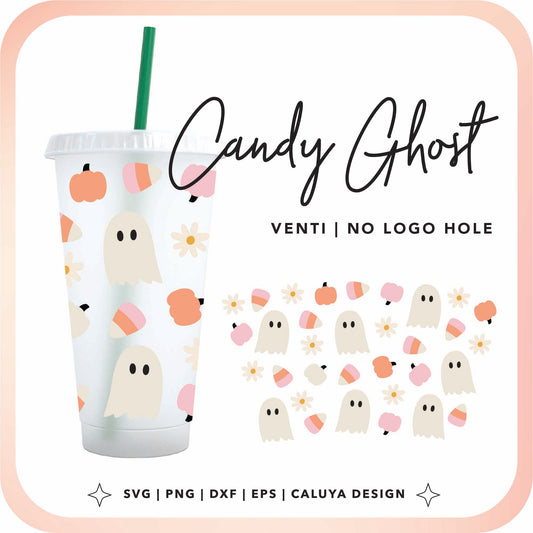 No Logo Venti Cup Wrap SVG |  Cute Daisy Ghost Cup Wrap Cut File for Cricut, Cameo Silhouette | Free SVG Cut File