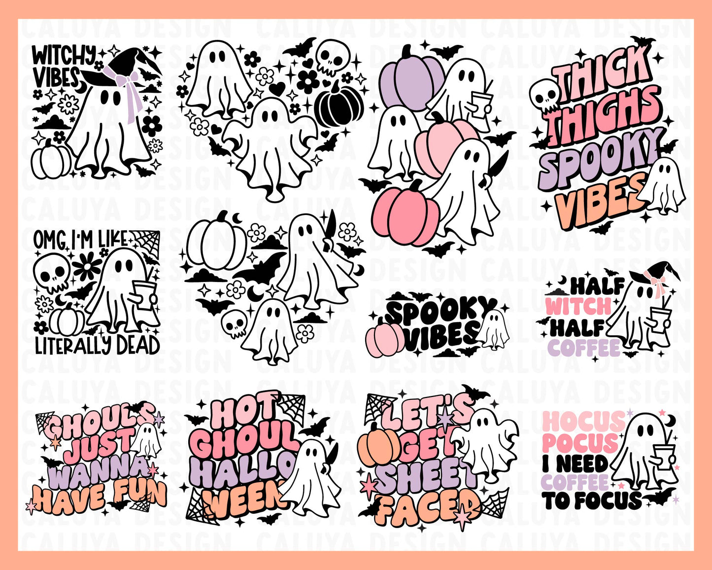 Halloween Cute Ghost SVG Bundle | 25 Pack