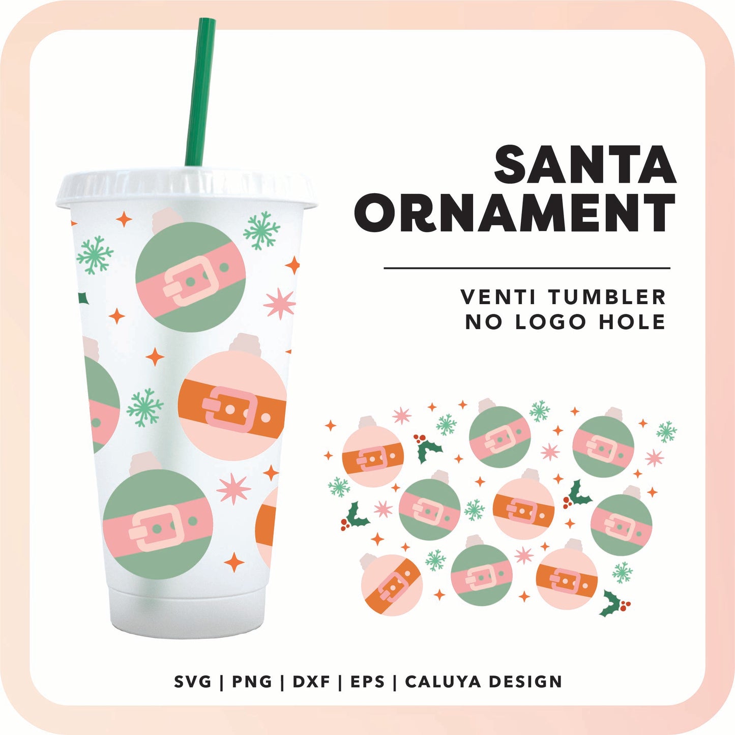No Logo Venti Cup Wrap SVG | Santa Ornament SVG Cut File for Cricut, Cameo Silhouette | Free SVG Cut File
