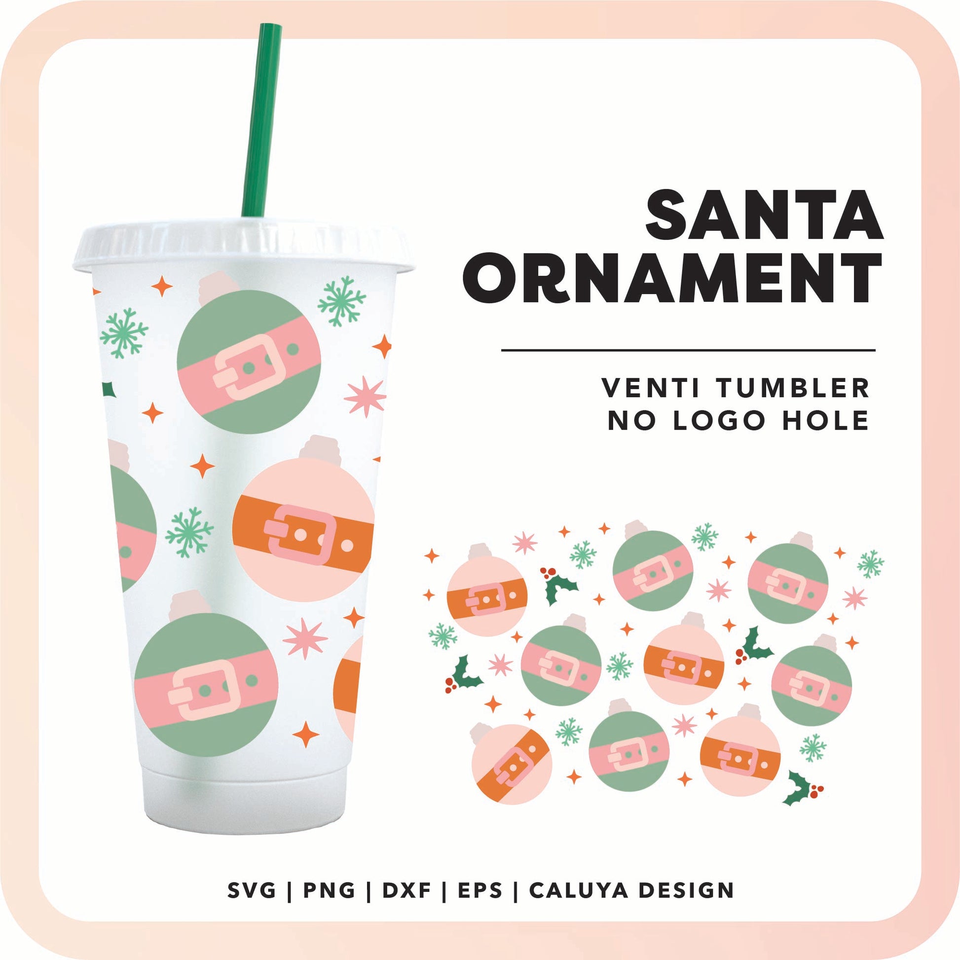 No Logo Venti Cup Wrap SVG | Santa Ornament SVG Cut File for Cricut, Cameo Silhouette | Free SVG Cut File