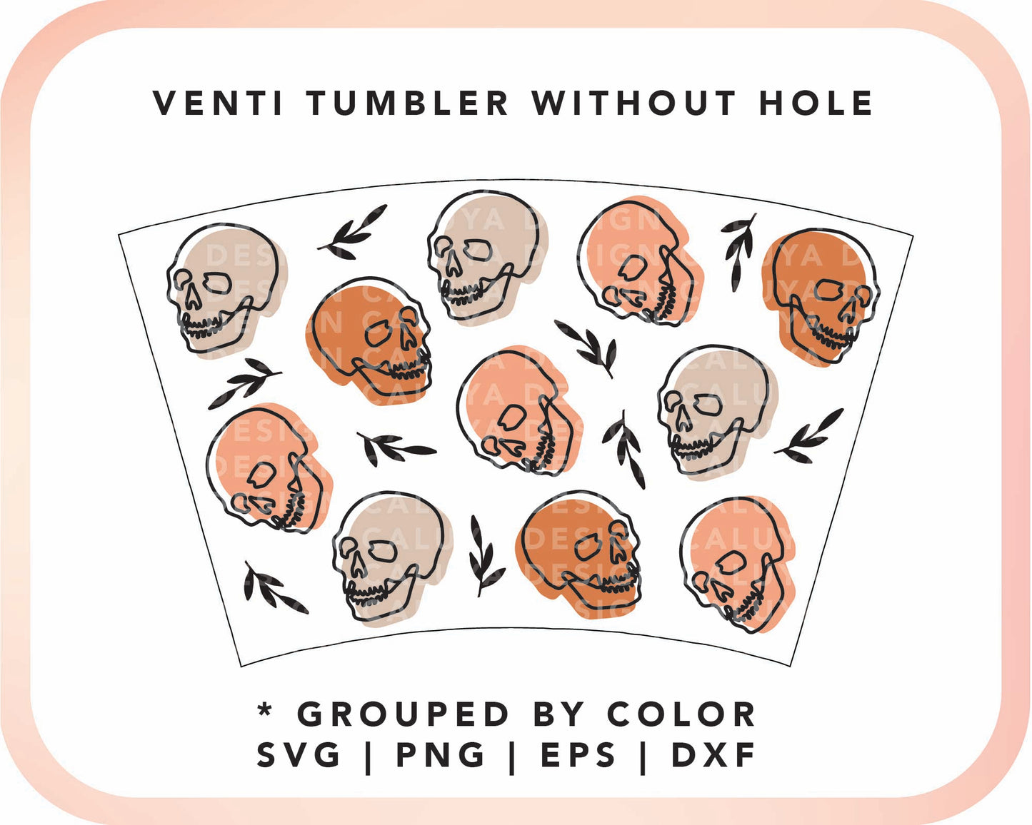 No Logo Venti Cup Wrap SVG | Boho Skull Cup Wrap