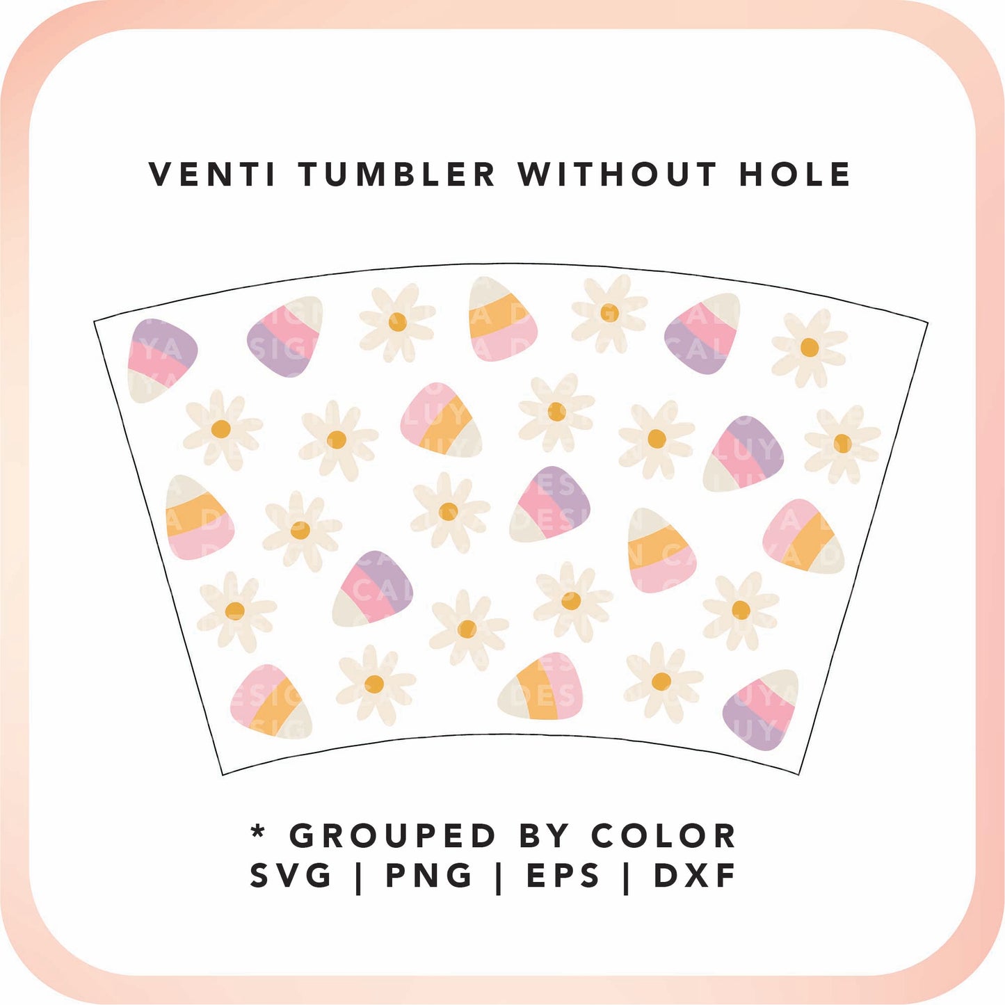 No Logo Venti Cup Wrap SVG | Candy Corn & Daisy Cup Wrap