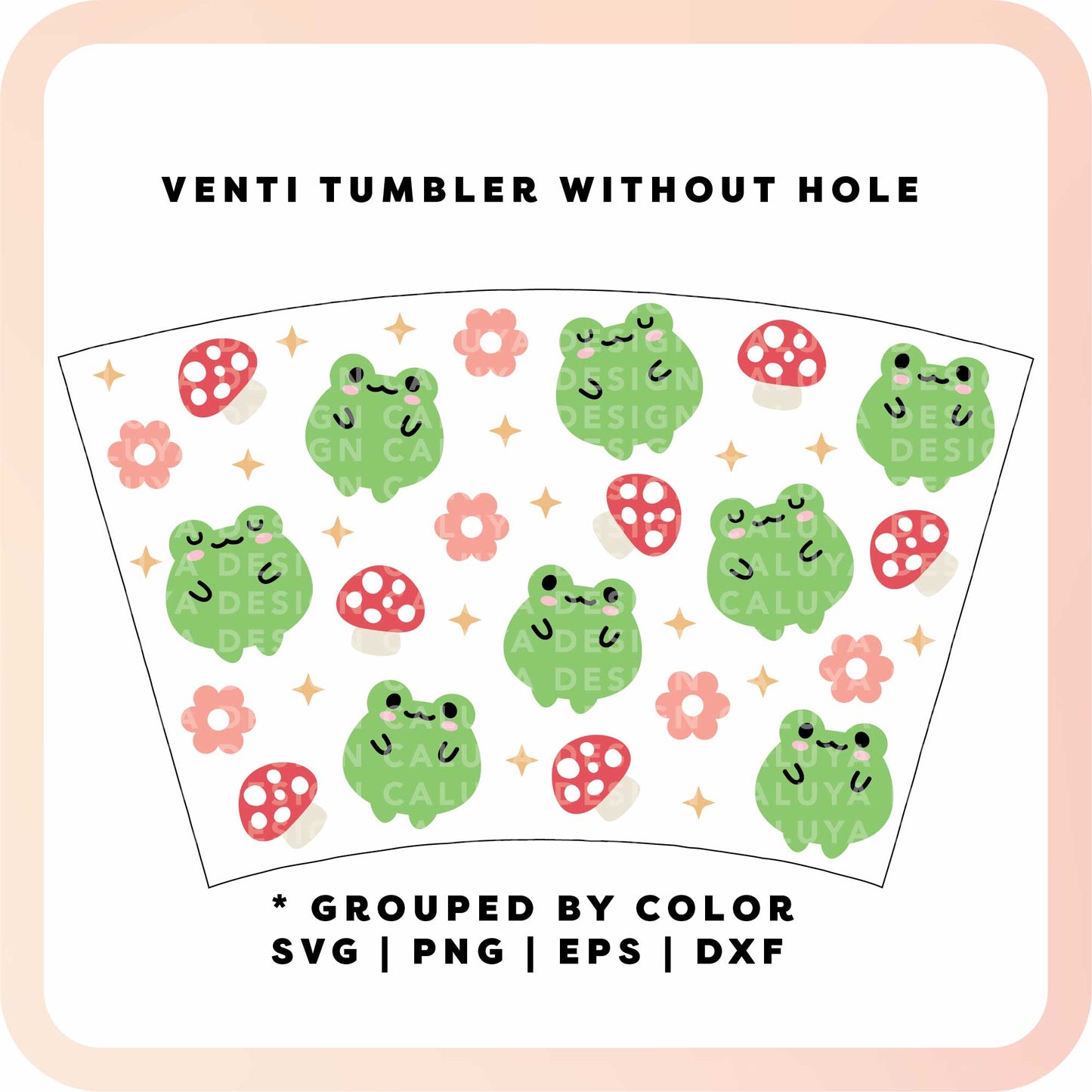 No Logo Venti Cup Wrap SVG | Kawaii Froggy Wrap SVG