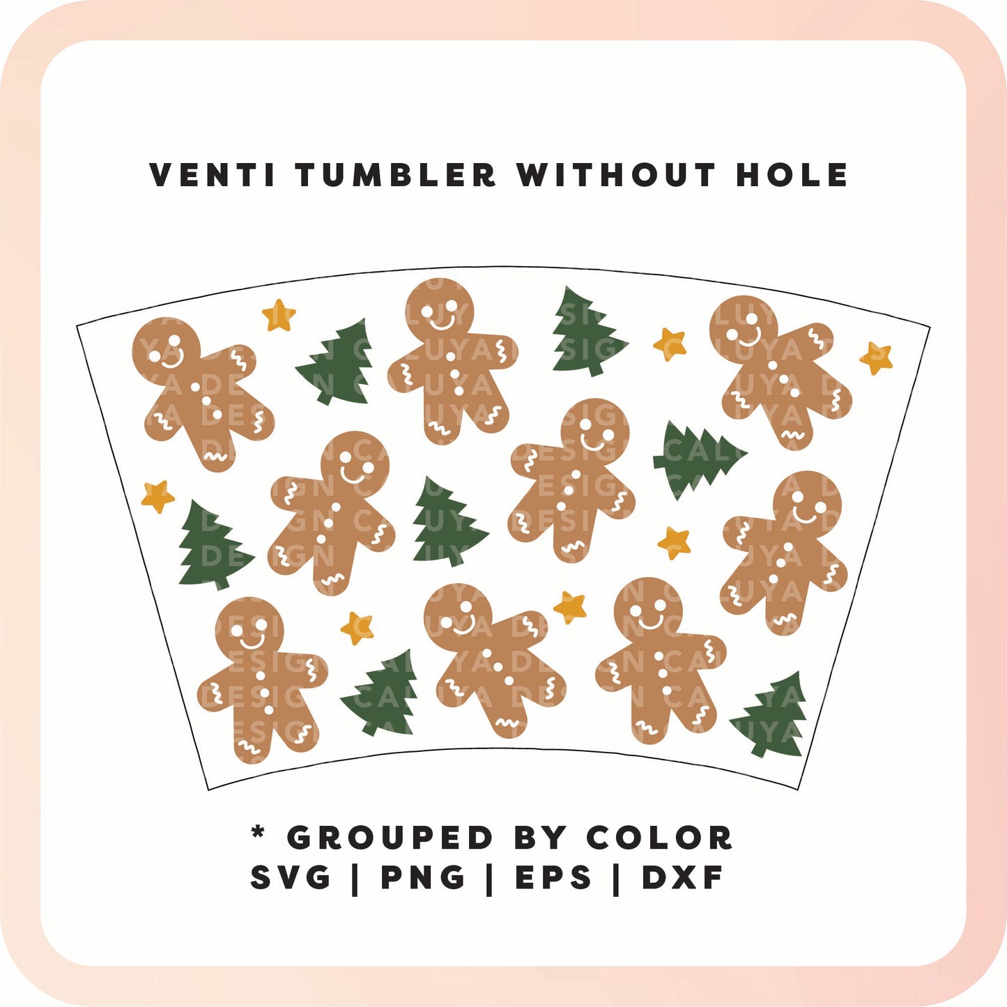 No Logo Venti Cup Wrap SVG | Gingerbread Man Wrap SVG