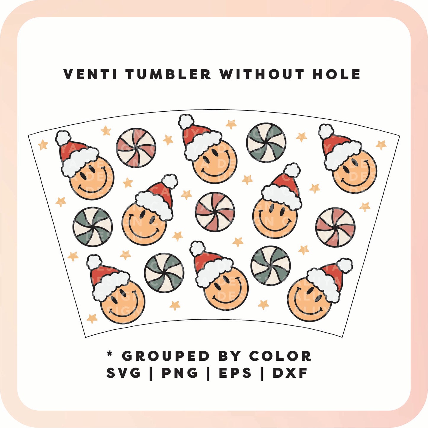 No Logo Venti Cup Wrap SVG | Happy Santa Wrap SVG