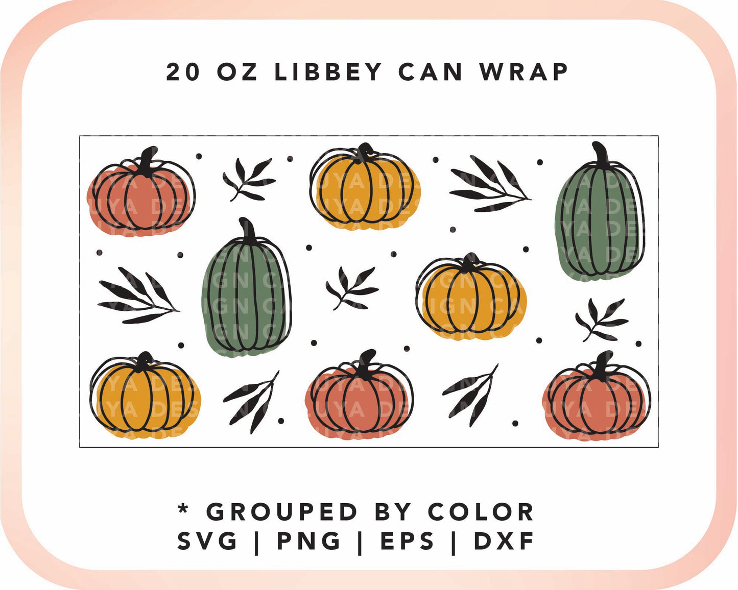 20oz Libbey Can Cup Wrap | Boho Pumpkin Cup Wrap