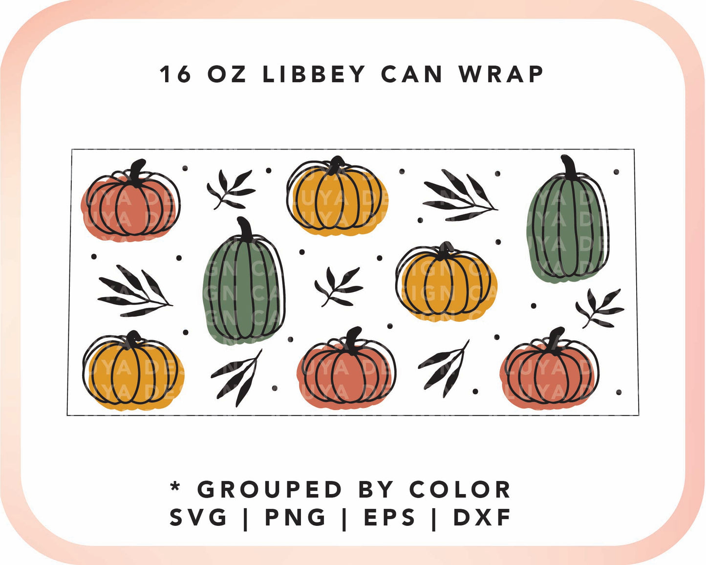 16oz Libbey Can Cup Wrap | Boho Pumpkin Cup Wrap