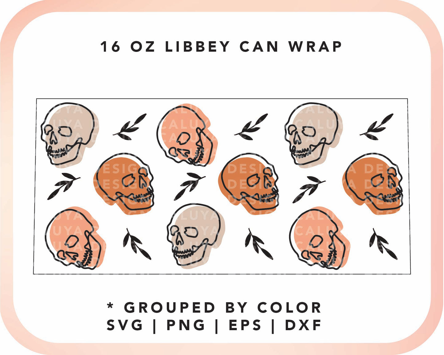 16oz Libbey Can Cup Wrap | Boho Skull Cup Wrap