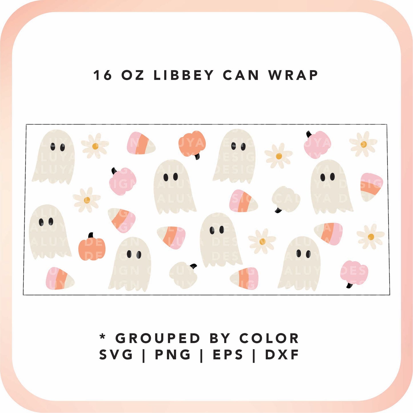 16oz Libbey Can Cup Wrap | Cute Daisy Ghost Cup Wrap