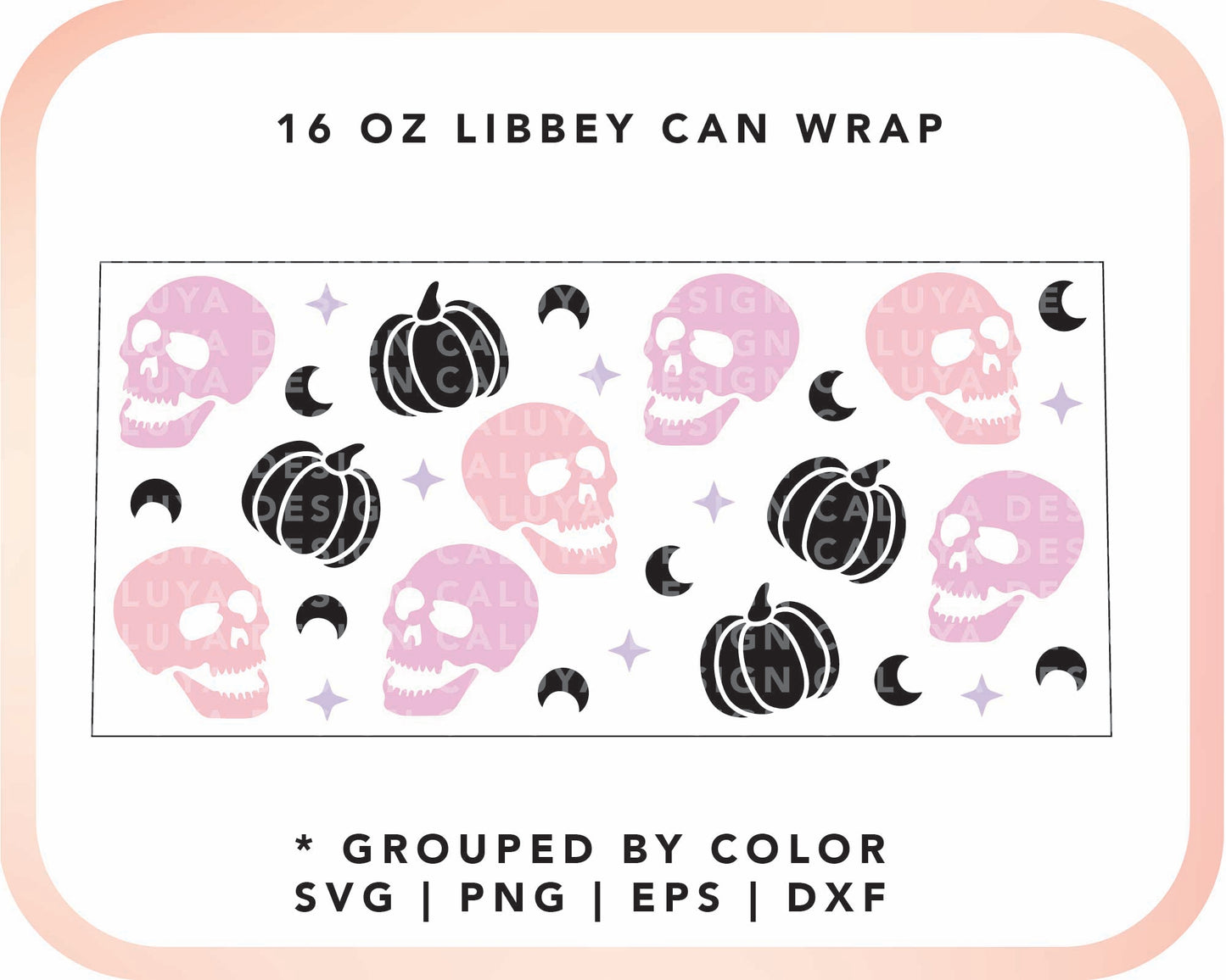 16oz Libbey Can Cup Wrap | Pastel Skull Cup Wrap