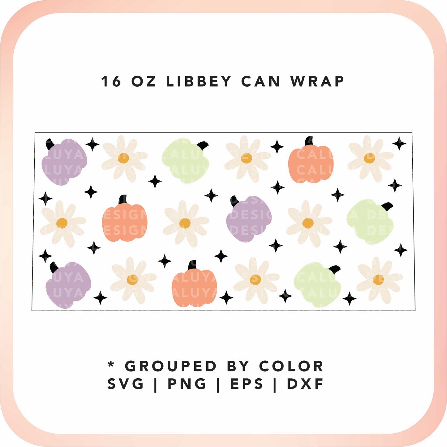 16oz Libbey Can Cup Wrap | Daisy Pumpkin Cup Wrap