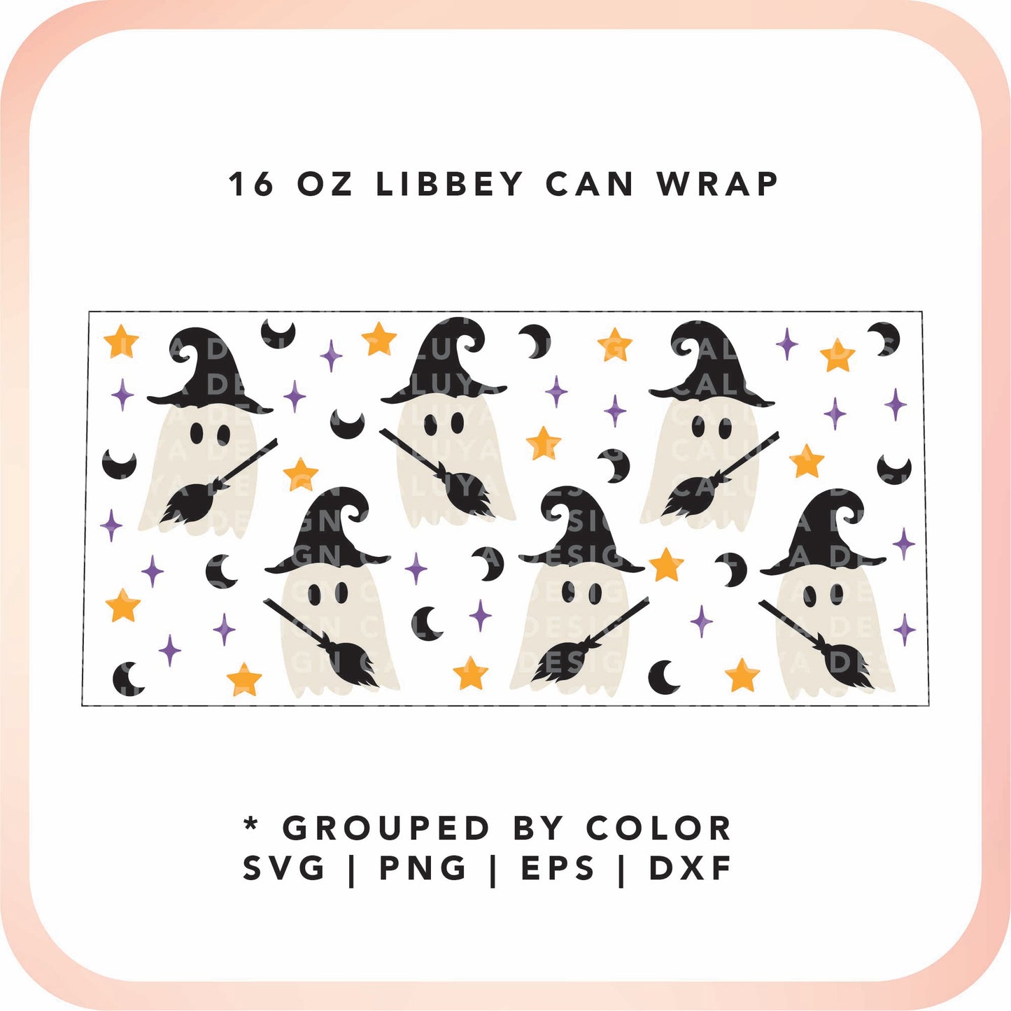 16oz Libbey Can Cup Wrap | Witch Ghost Cup Wrap