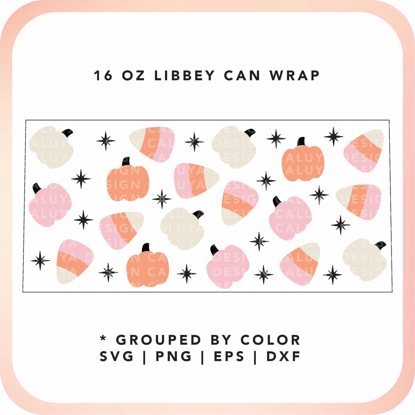 16oz Libbey Can Cup Wrap | Pumpkin Candy Corn Cup Wrap