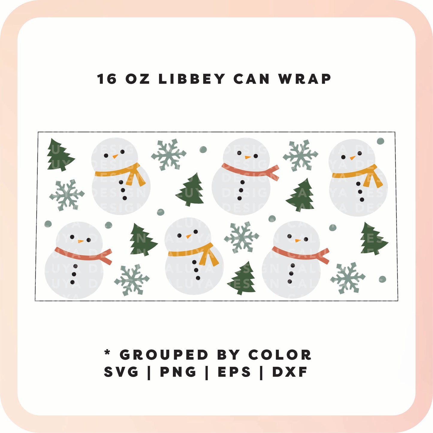 16oz Libbey Can Cup Wrap | Snowman SVG