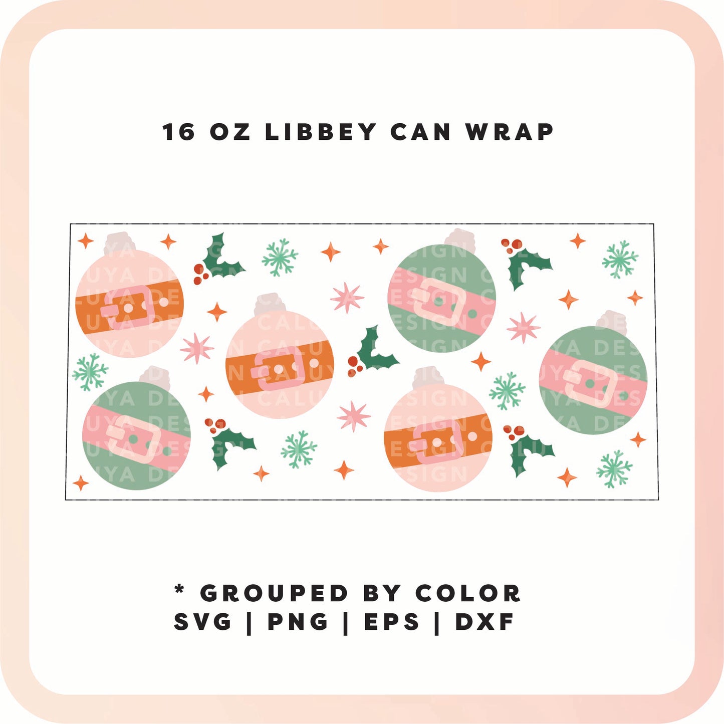 16oz Libbey Can Cup Wrap | Santa Ornament SVG