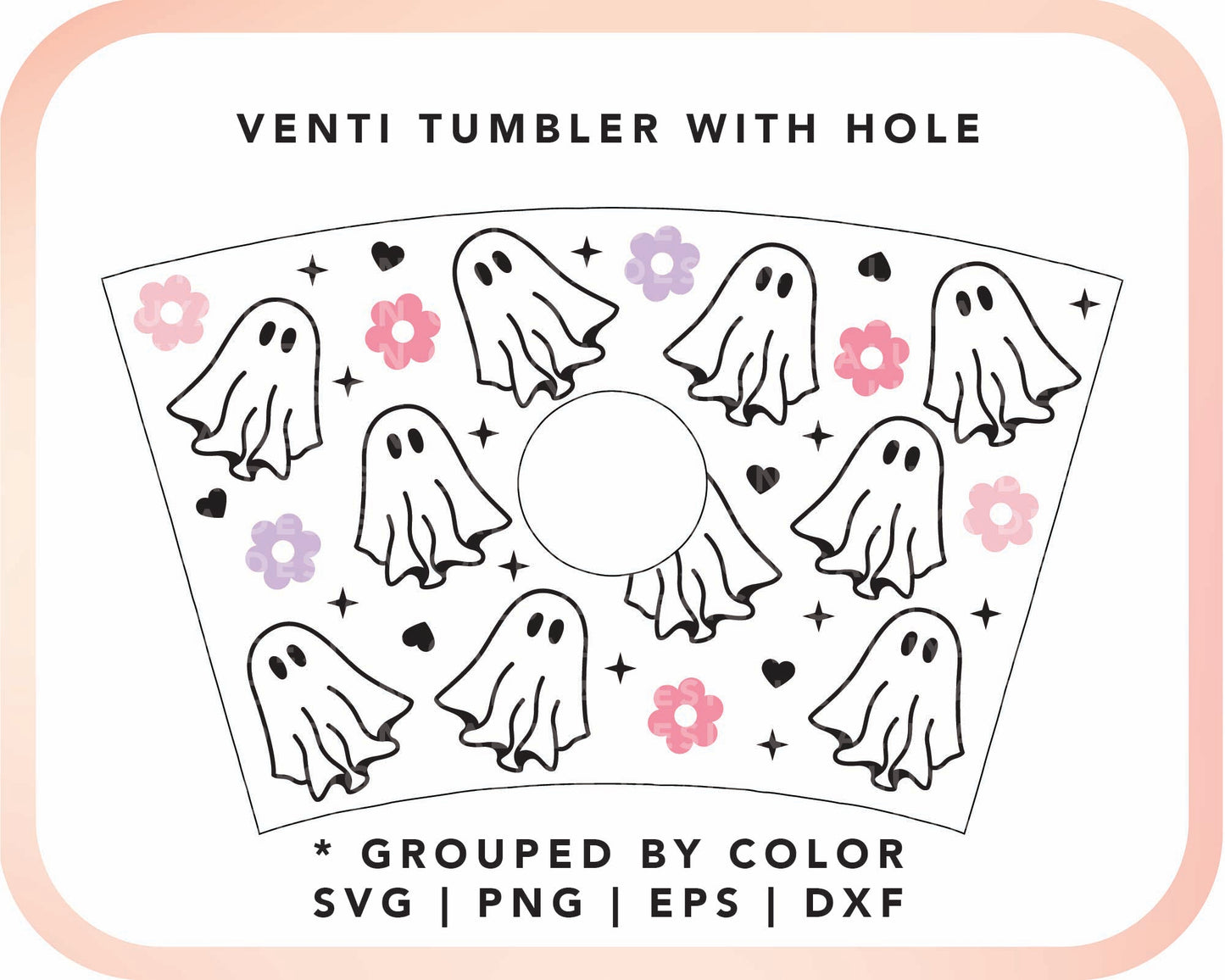 With Logo Venti Cup Wrap SVG | Sheet Ghost Cup Wrap