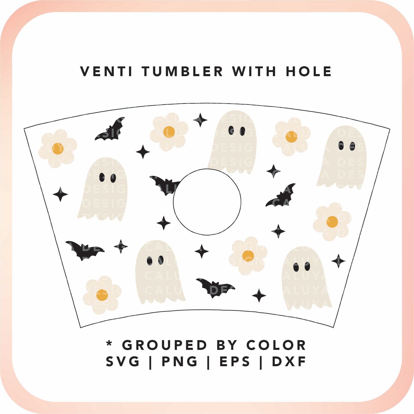 With Logo Venti Cup Wrap SVG | Cute Ghost Daisy Cup Wrap