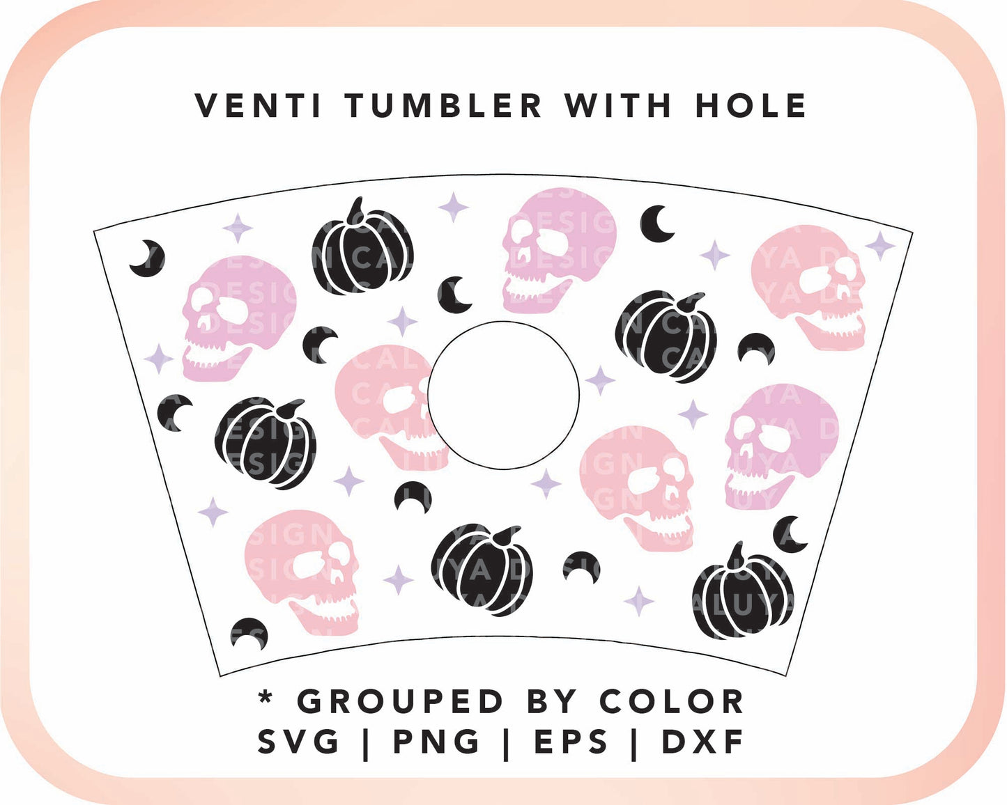 No Logo Venti Cup Wrap SVG | Pastel Skull Cup Wrap