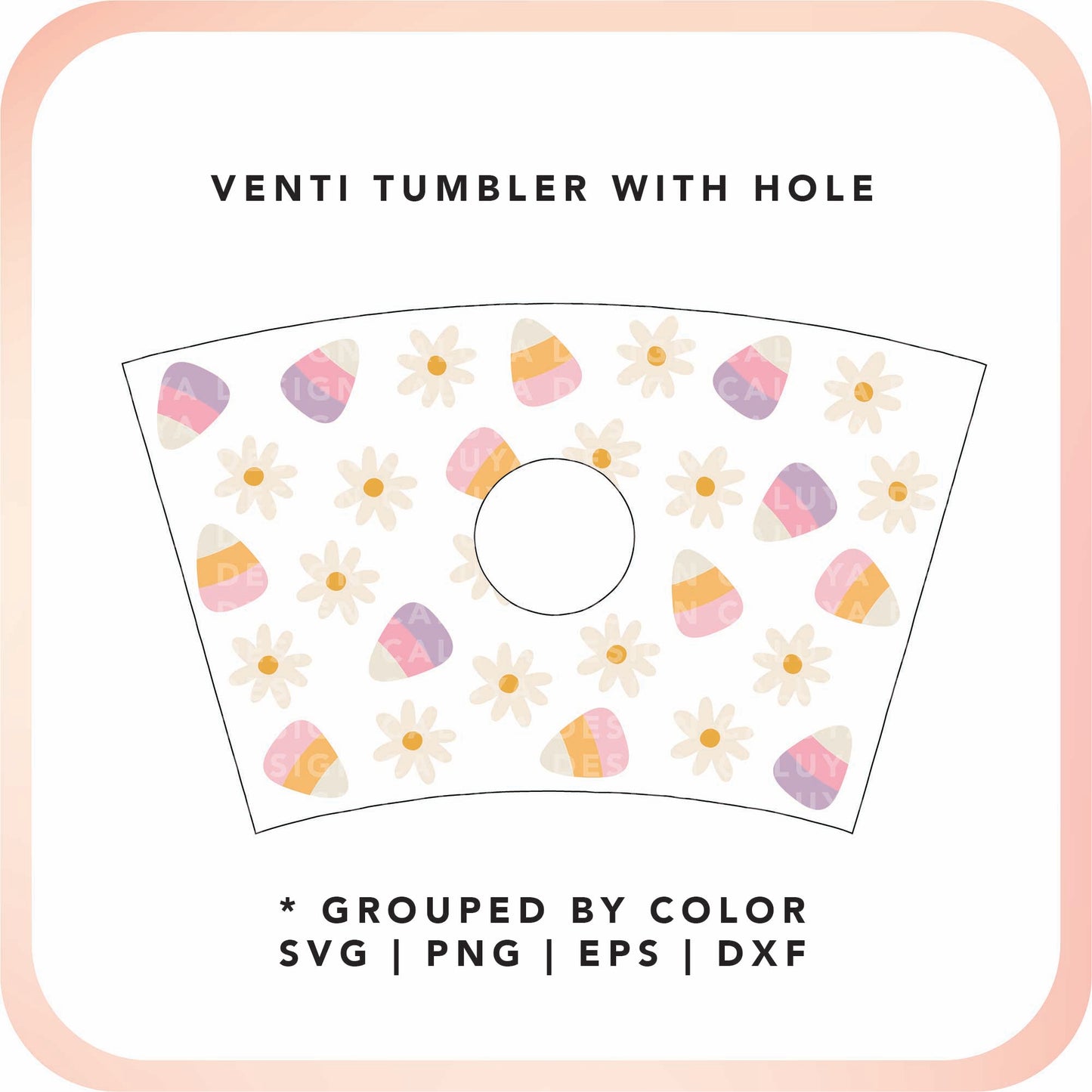 With Logo Venti Cup Wrap SVG | Candy Corn & Daisy Cup Wrap