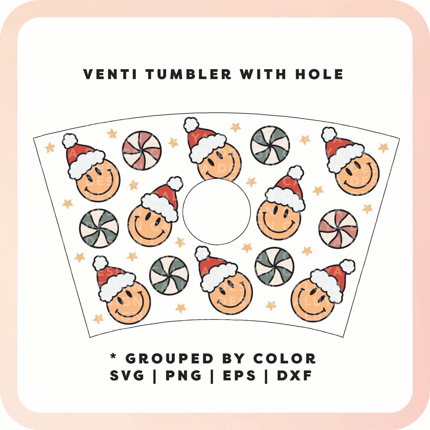 With Logo Venti Cup Wrap SVG | Happy Santa Wrap SVG