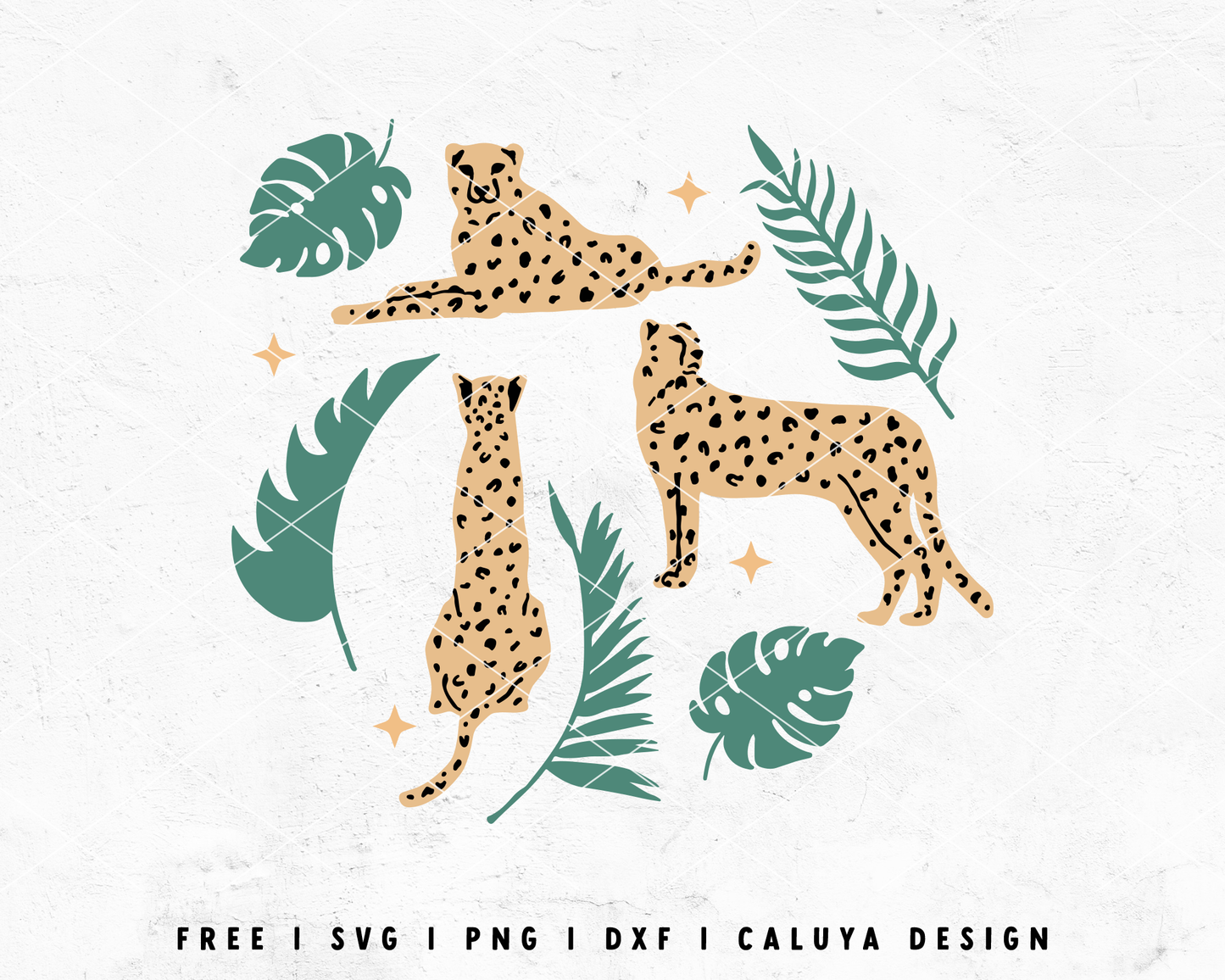 FREE Cheetah SVG | Jungle SVG | Tropical Leaf SVG Cut File for Cricut, Cameo Silhouette | Free SVG Cut File