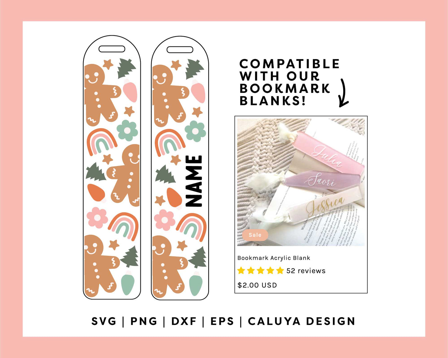 Bookmark Template SVG | Cozy Gingerbread Man SVG