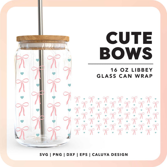 16oz Libbey Can Cup Wrap SVG | Cute Bow SVG