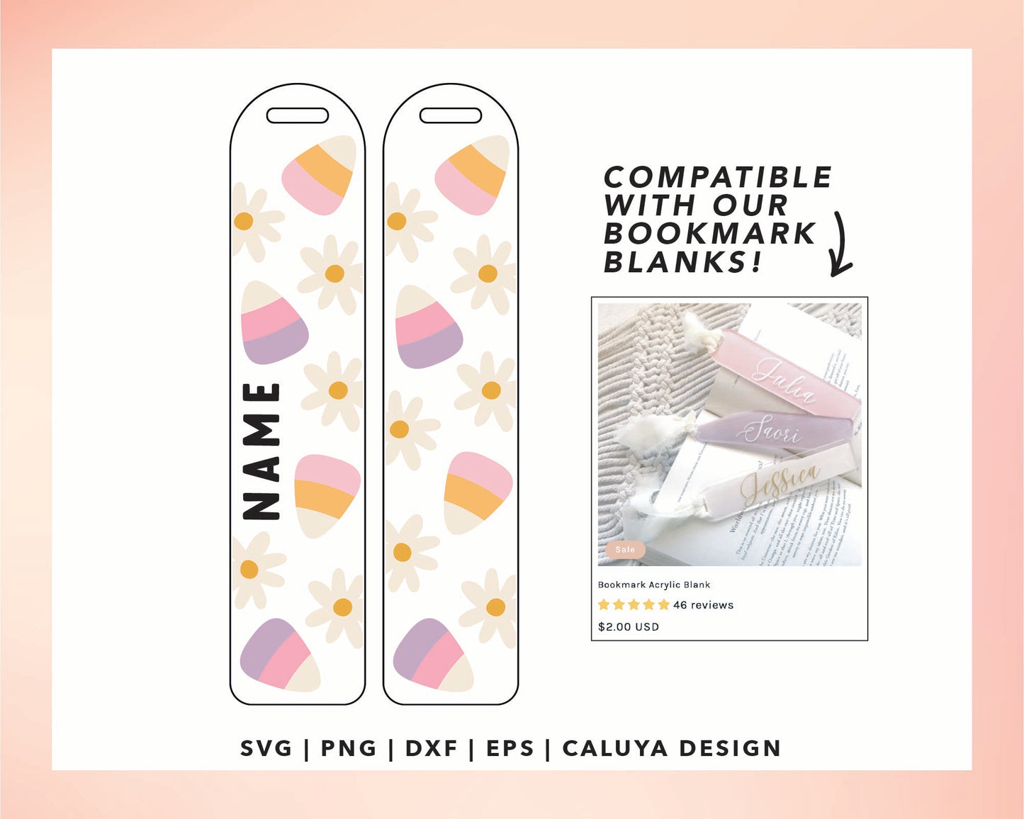 Bookmark Template SVG | Daisy Candy Corn SVG